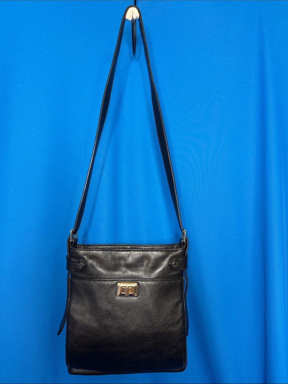RACHEL RACHEL ROY BLACK LEATHER CROSSBODY / SHOULDER BAG WITH BUILT IN WALLET